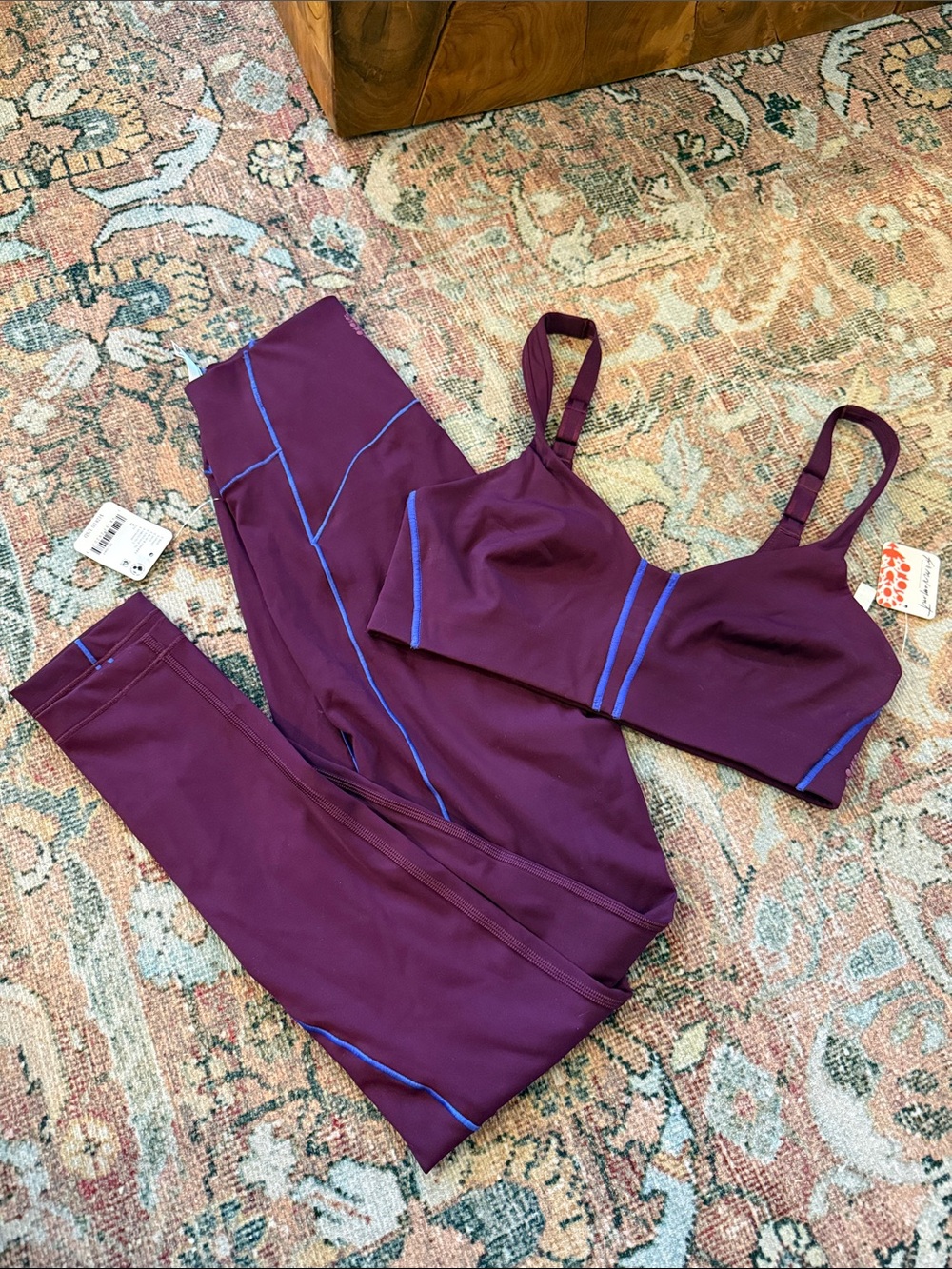 Free People Level Up Legging & Bra - Black Cherry S